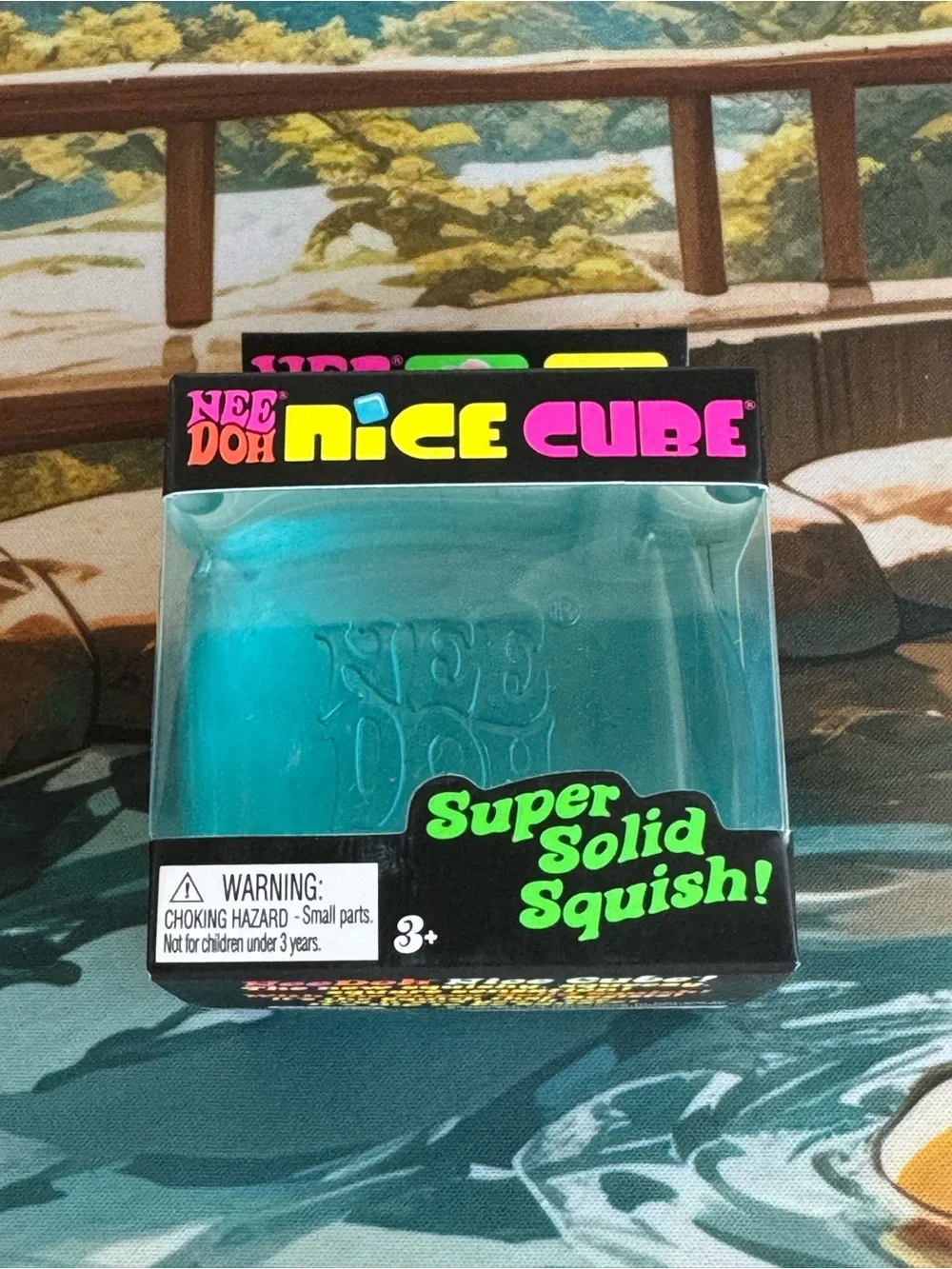 Needoh Blue Nice Cube Medium size Squish Soft Fidget Toy NWT New